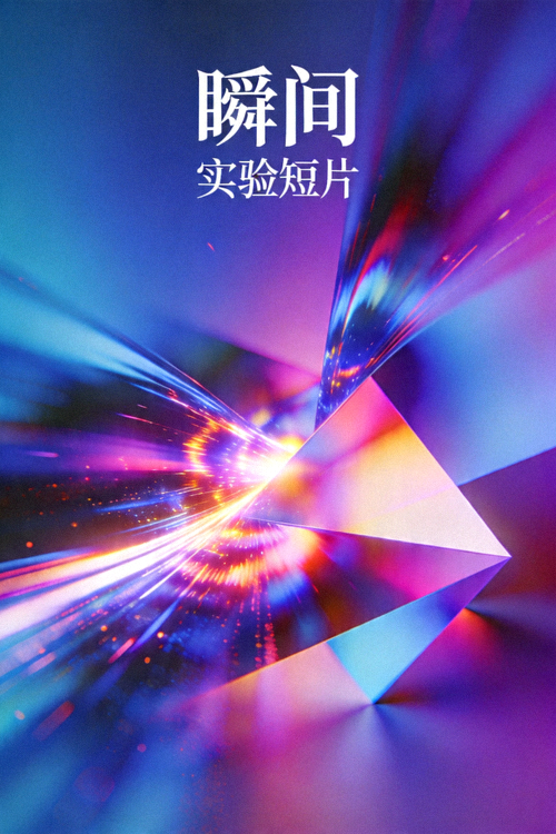 实验短片《瞬间》艺术海报，抽象的色彩与光影